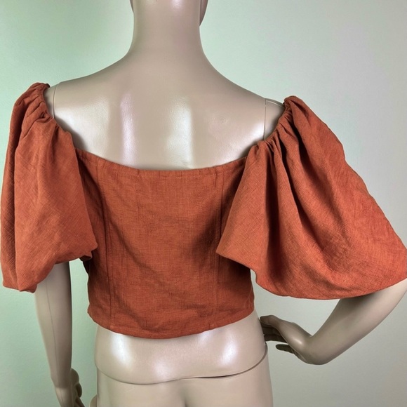 NEW JONATHAN SIMKHAI PUFF SLEEVE CROP TOP - Picture 8 of 9
